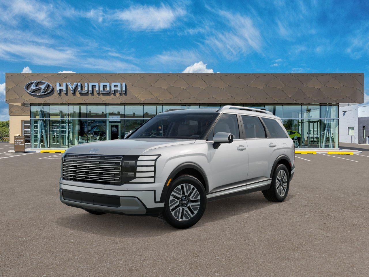 2026 Hyundai PALISADE HYBRID Blue SEL Premium 7P in Creamy White Pearl — front three-quarter view