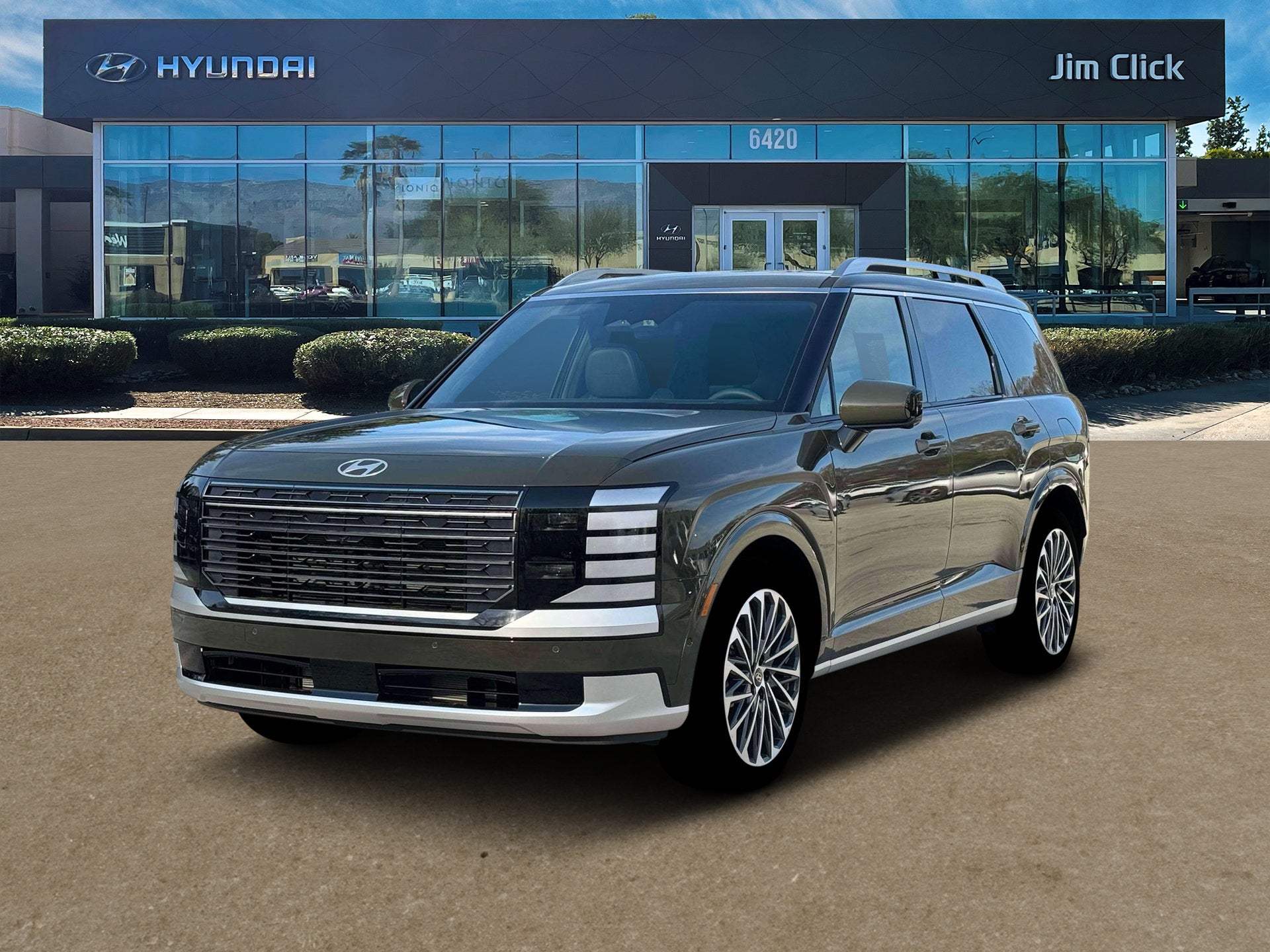 2026 Hyundai PALISADE Calligraphy FWD in Titan Charcoal Pearl — front three-quarter view